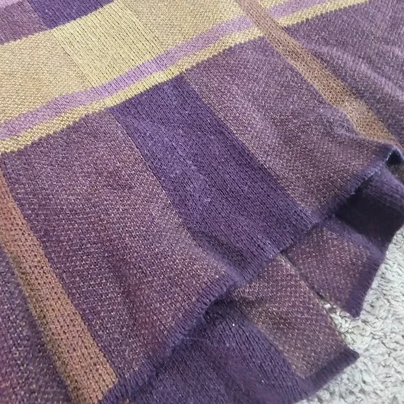 CJ Banks Long Open Front Cardigan Sweater Womens 2X Plaid Purple Tan Knit - Picture 14 of 14